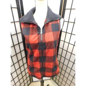 Chaps Sport Unisex  Black Red Plaid Full Zip Vest Size M